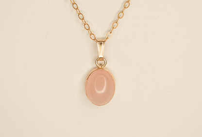 Rose Quarts Bezel Necklace