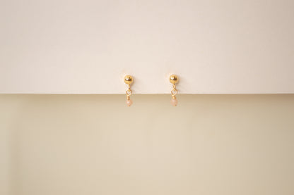 Rose Quartz Drop Stud