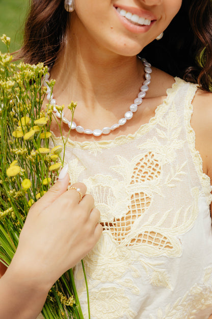 Solid Coin Pearl Necklace