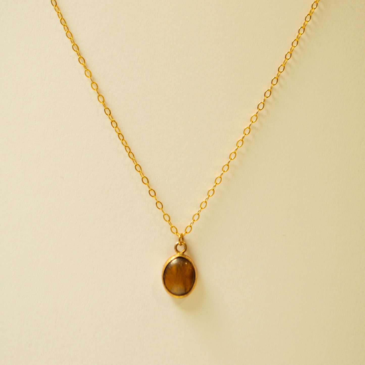 Tiger's Eye Bezel Necklace