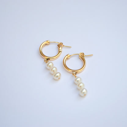 Stacked Pearl Hoops