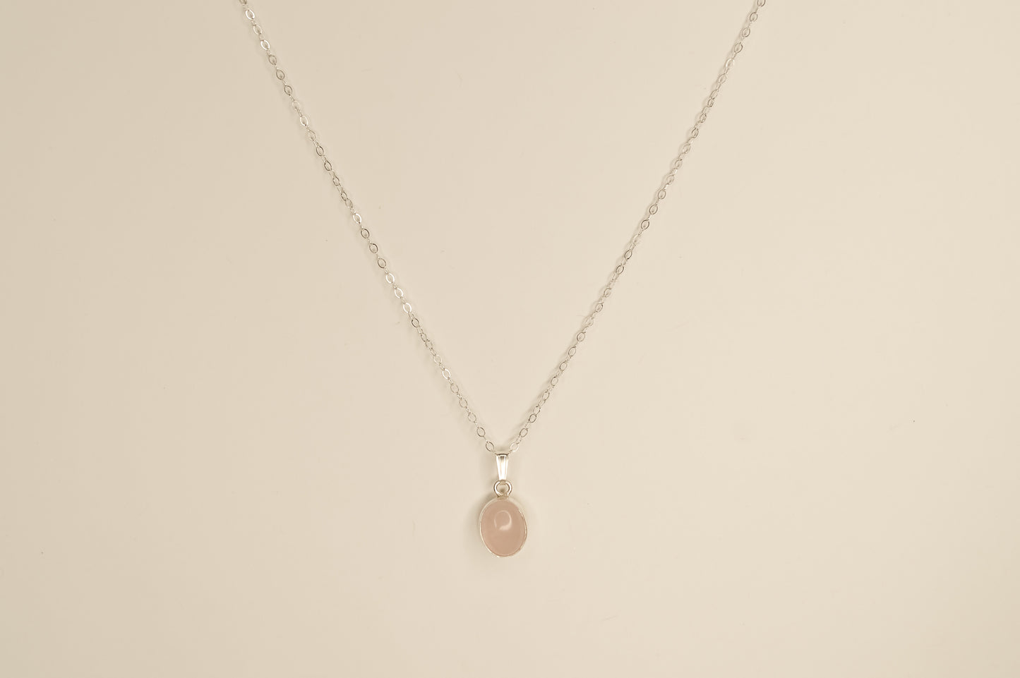 Rose Quarts Bezel Necklace