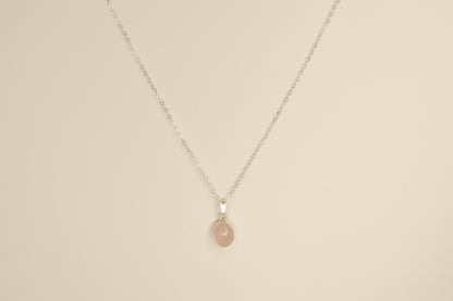 Rose Quarts Bezel Necklace