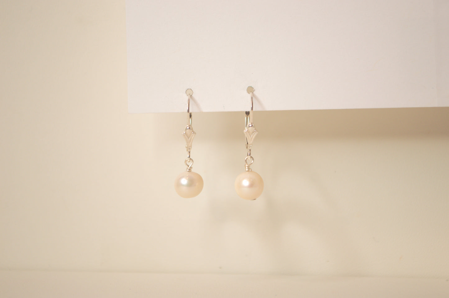 Classic Pearl Leverback Hoops