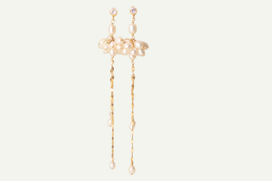 Cluster Pearl Drop Crystal Studs in 14k gold filled by Syd Squared Jewelry