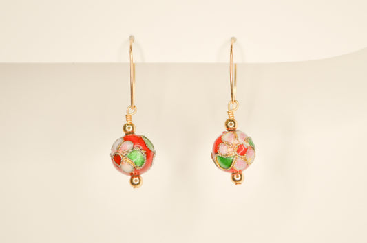 Cloisonné Crimson Earwire