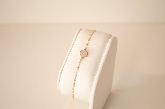 Rose Quartz Bezel Connector Bracelet