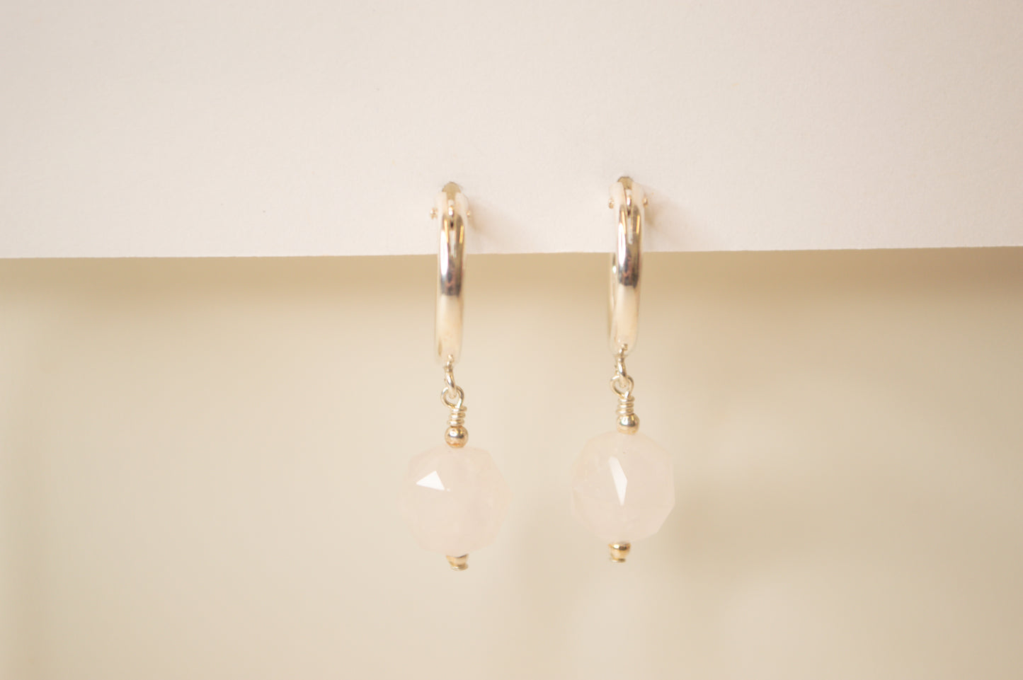 Faceted Rose Quartz Hoops