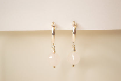 Faceted Rose Quartz Hoops