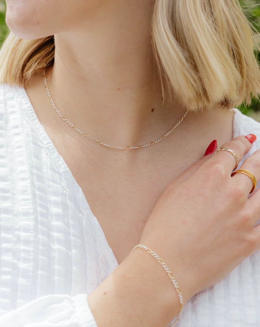 2-Tone Figaro Necklace in 14k gold filled and .925 sterling silver by Syd Squared Jewelry
