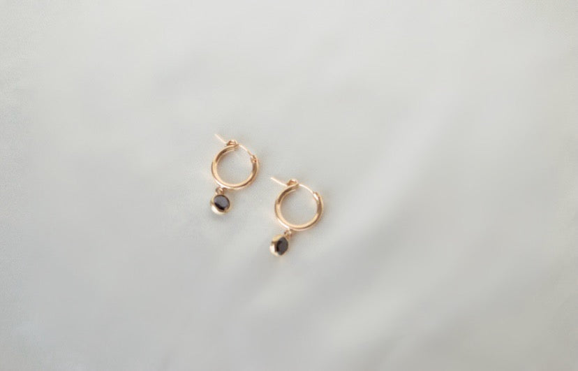 Onyx Bezel Drop Hoops