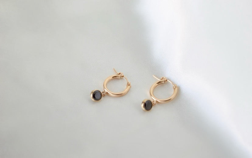 Onyx Bezel Drop Hoops